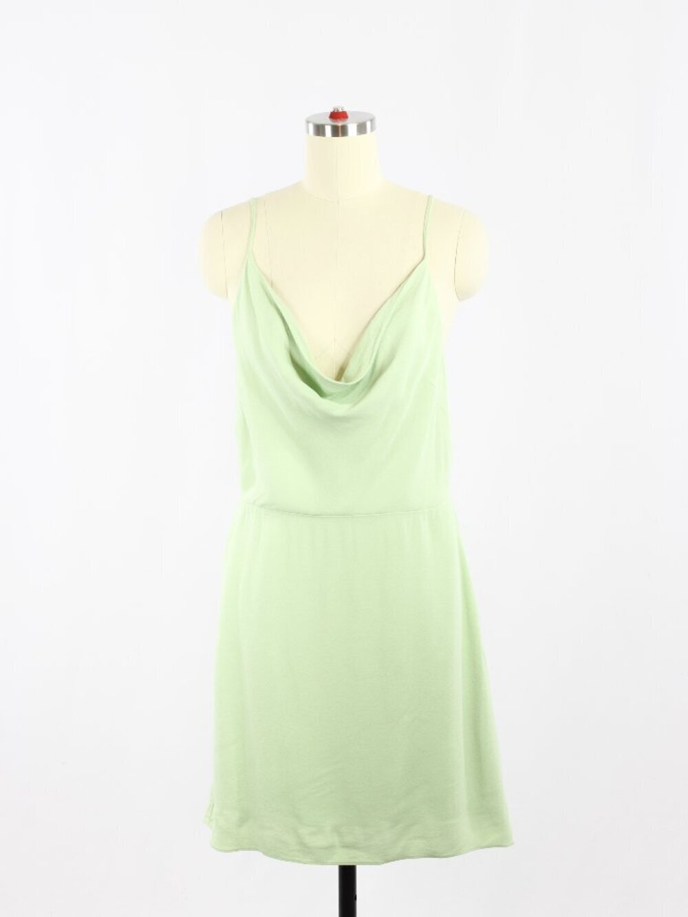 Aritzia SUNDAY BEST Spencer Green Crepe Cowl Neck Mini Slip Dress, Size L
